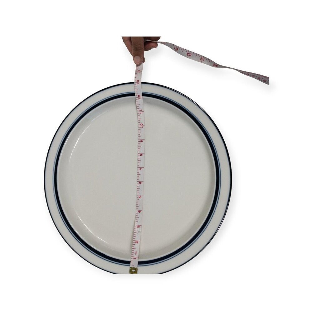 Dansk Bistro White & Blue Ceramic Serving Platter 13" Round Elegant Design - Picture 5 of 5